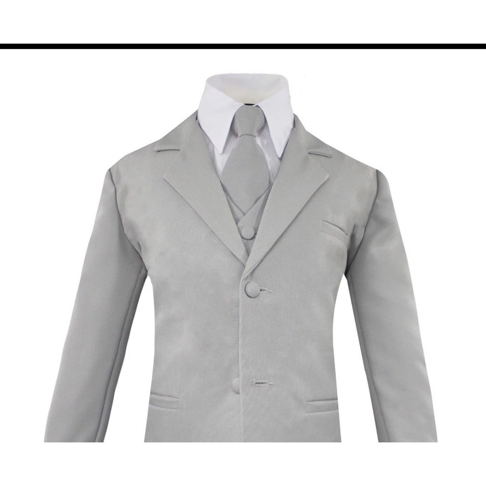 Rafael Boys 5 Piece Formal Suit Light Gray Wedding New w/ Tags size 7